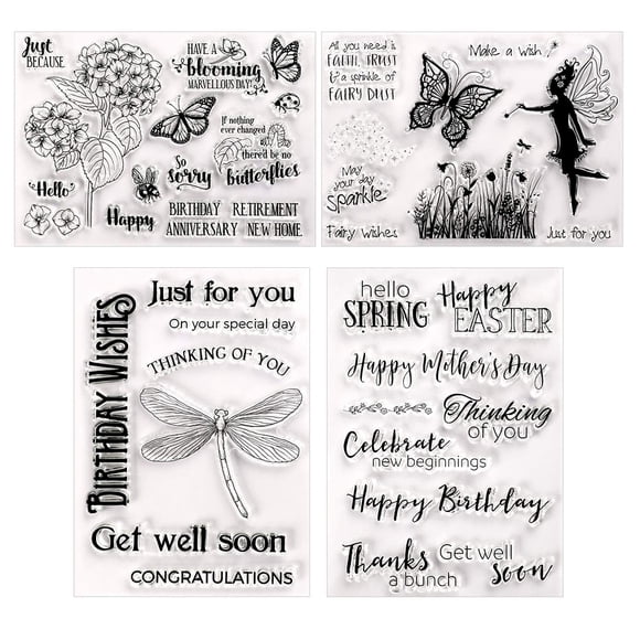 Injueey 4 unidades/juego de plantillas de grabado reutilizables para álbum de recortes, álbum de fotos para el hogar, plantilla transparente DIY, Suministros de escritura y corrección