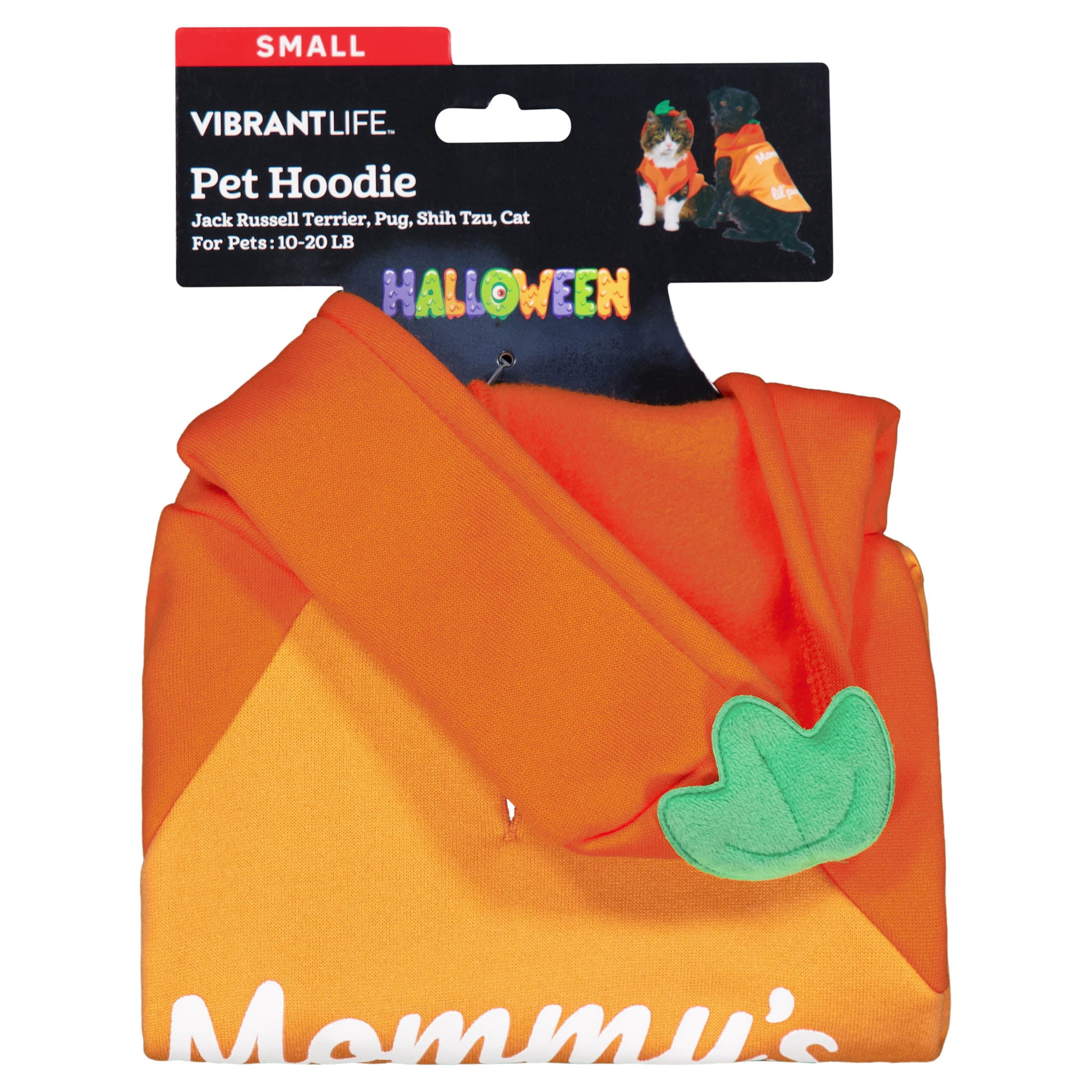 Vibrant Life Halloween Hoodie for Dogs and Cats, Mommy's Lil' Pumpkin, Orange, S