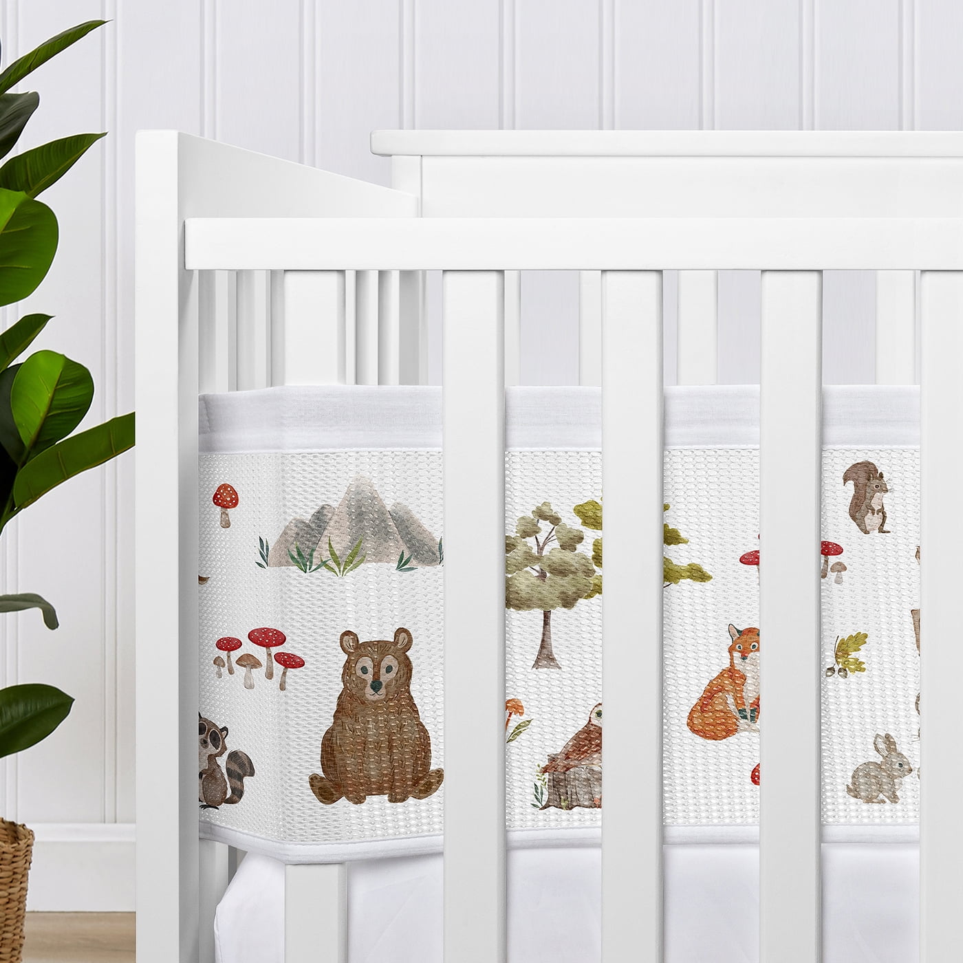 Sweet Jojo Designs + BreathableBaby Watercolor Woodland Forest Animals Multicolor Breathable Mesh Crib Liner Pad