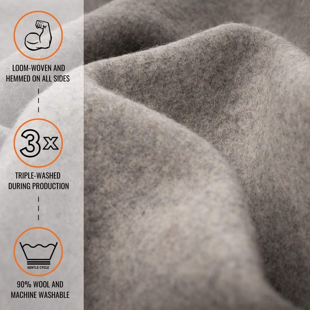 Arcturus Lake Tahoe Wool Bed Blanket - Queen Size (90"x 96") - Thick, Washable, Large Wool Blanket