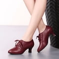 thumbnail image 2 of Zapatos de baile de Salsa para mujer, zapatos de baile latino, tacones de cuero genuino, fondo suave rojo de 5 Cm, zapatos de baile de salón modernos para fiesta y Tango, 2 of 5