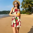 thumbnail image 3 of Fotbe red Fruit Pattern Women’s Summer Tank Midi Dress – Sleeveless A-Line Dress, Floral T-Shirt Dress, Casual Flowing Beach Sundress, 3 of 7