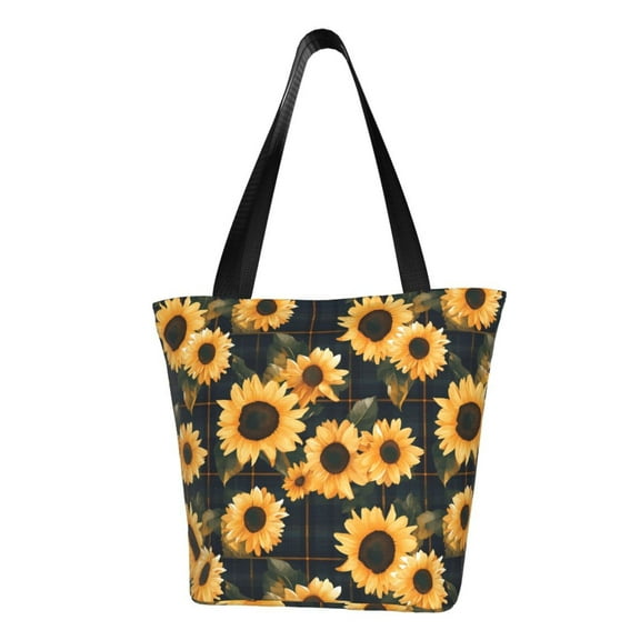 Easygdp Scottish Blue Plaid Sunflower Shoulder Bags for Women,Crossbody Bags Shoulder Purse Handbag for Women