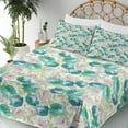 thumbnail image 5 of Ambesonne Vintage Fitted & Top Sheet Set with Shams, Flora Pattern with Rose, Turquoise Beige Green, 5 of 8