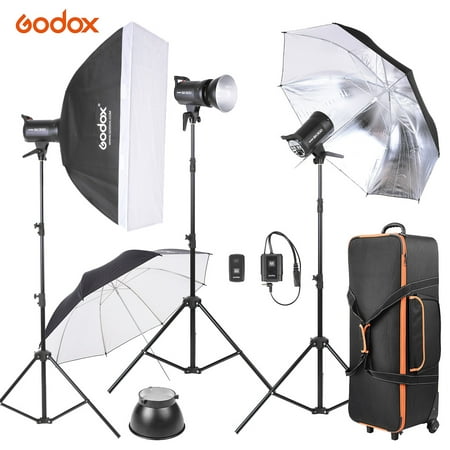 Godox SK300-D 3 * 300WS Studio Photo Strobe Flash Light Kit with 3 * Light Stand / 1 * Softbox / 1 * Reflector Umbrella / 1 * Soft Umbrella / 1 * Flash Trigger