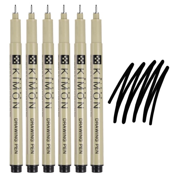 Fineliner Pens, 0.4mm Fine Points Drawing Pen for Sketching, Pack of 6