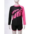thumbnail image 6 of iiniim Kids 3 Piece Long Sleeve Swimsuits Rash Guard Swimwear UPF 50+ Swim Shirt Legging Pants Bathing Suit Pink 8-10, 6 of 7