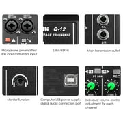 OWSOO Audio Interface Professional Recording Sound Card 16bit/48kHz USB Audio Interface Sound Card 2-In & 2-Out with 48V Phantom Power USB-B Cable Studio Recording Equipment for Recording Orches