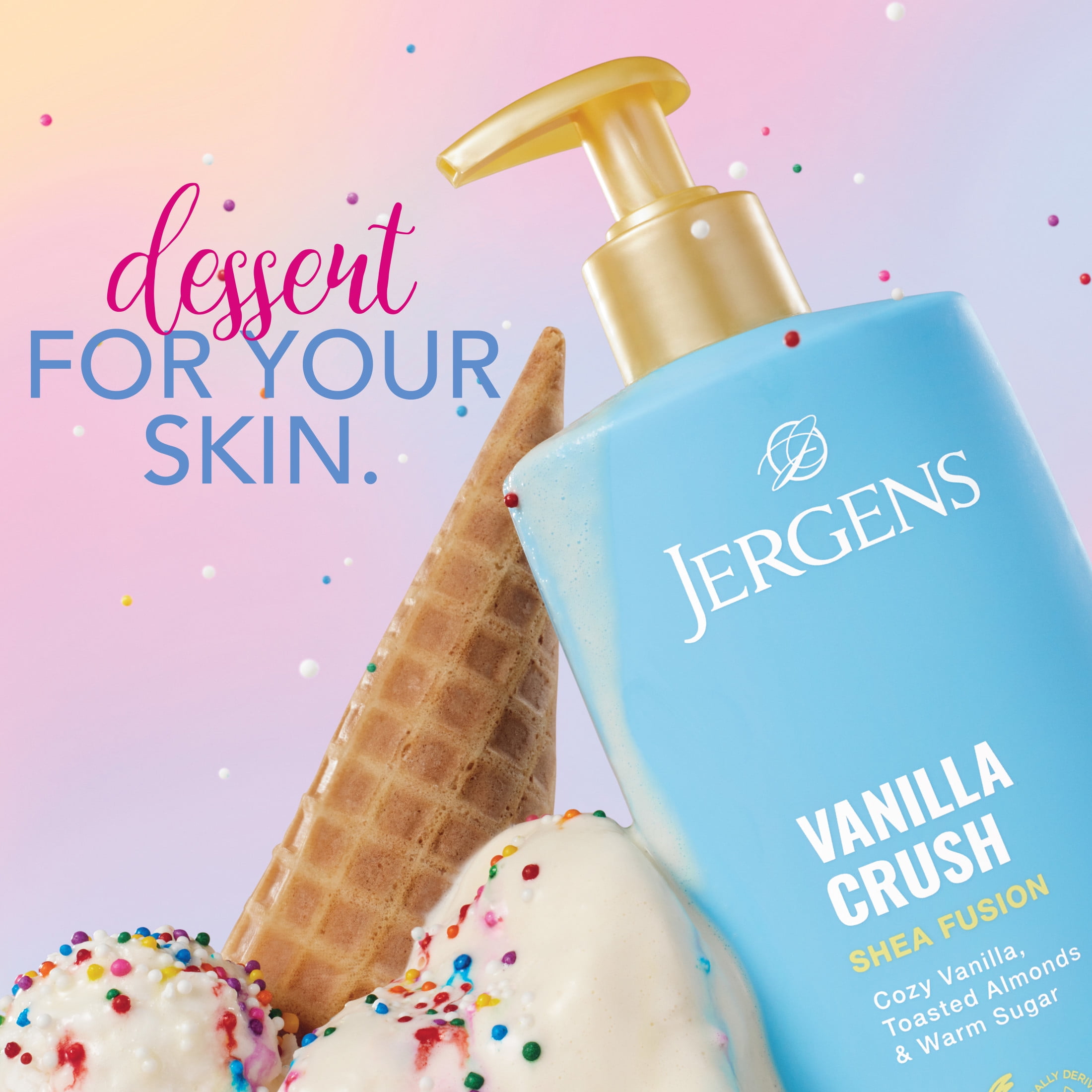 (5 pack) Jergens Shea Fusion Vanilla Crush Scented Body Lotion, Moisturizer for Dry Skin, 14 fl oz