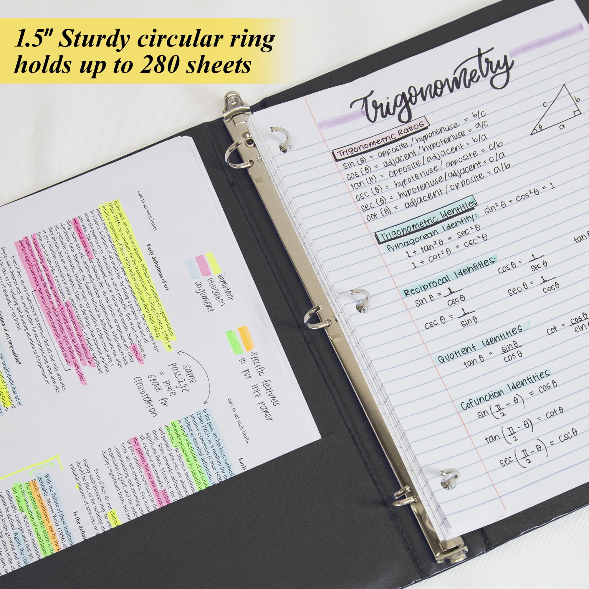 BAZIC 3 Ring Binder 1.5" Economy Binders Black, Hold 280 Sheets Paper, 4-Count
