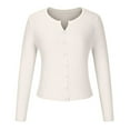thumbnail image 4 of WREESH Fashion Cardigan Crop Cardigan Women's Casual Comfortable Solid Long Sleeve Blouse T-Shir Top Button Cardigan Sweater Beige, 4 of 8