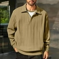 thumbnail image 3 of FRSASU Mens Knit Polo Sweaters Long Sleeve Color Block Vintage Polos Casual Dress Pullover Old Money Tops Khaki, 3 of 9