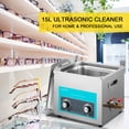 thumbnail image 2 of VEVORbrand 15L Ultrasonic Cleaning Machine 304 Stainless Steel Professional Knob Control Cleaners with HeaterTimer for Jewelry Watch Glasses Circuit Board Dentures Small Parts Dental Instrument, 2 of 9