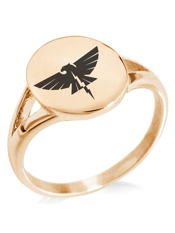 Stainless Steel Zeus Greek God of Sky Minimalist Oval Top Polished Statement Signet Ring