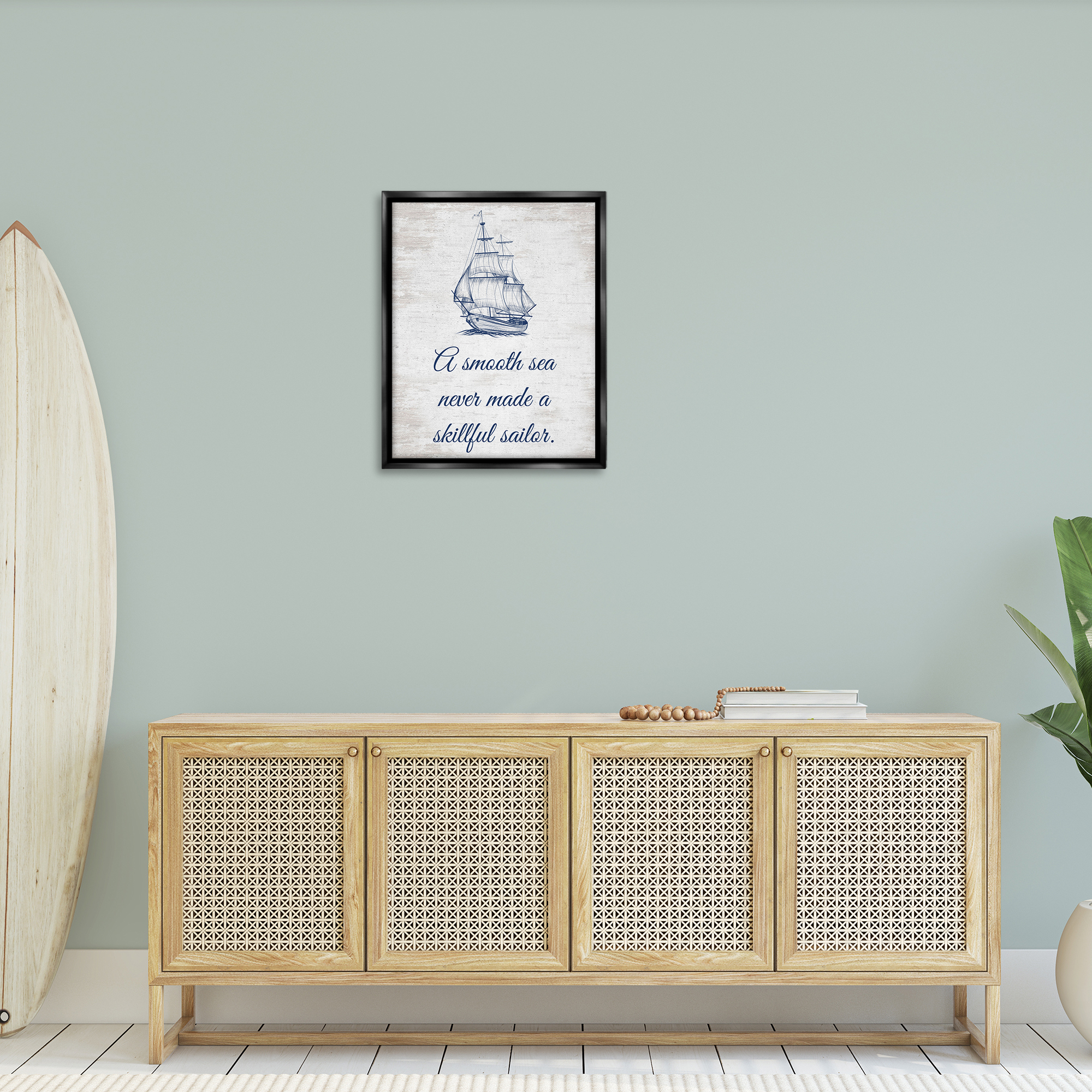 Stupell Industries Inspiring Skillful Sailor Transportation Painting Black Floater Framed Canvas Art Print Wall Art, 25 x 31