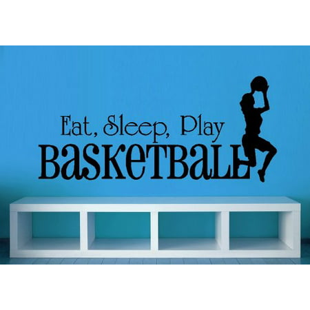Decal ~ EAT, SLEEP PLAY BASKETBALL : GIRL #6 ~ WALL DECAL, 12