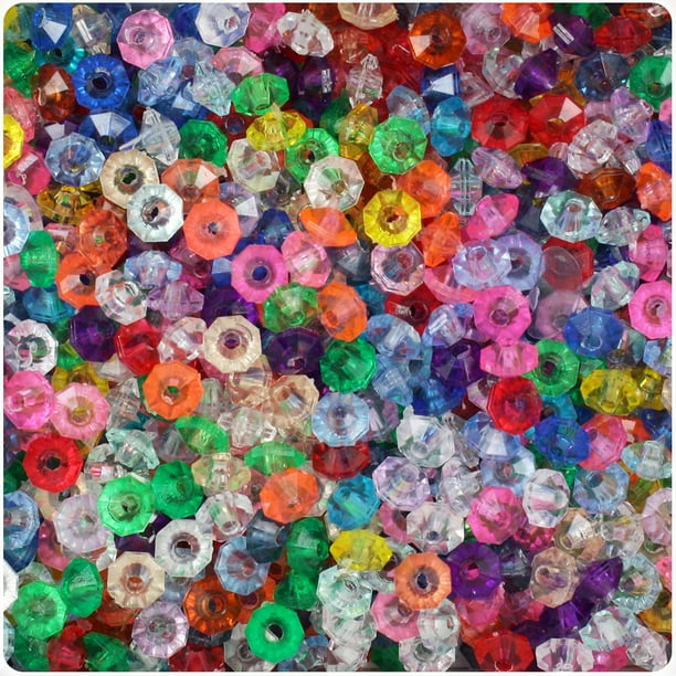 BeadTin Transparent Multi 6mm Faceted Rondelle Craft Beads (1200pcs