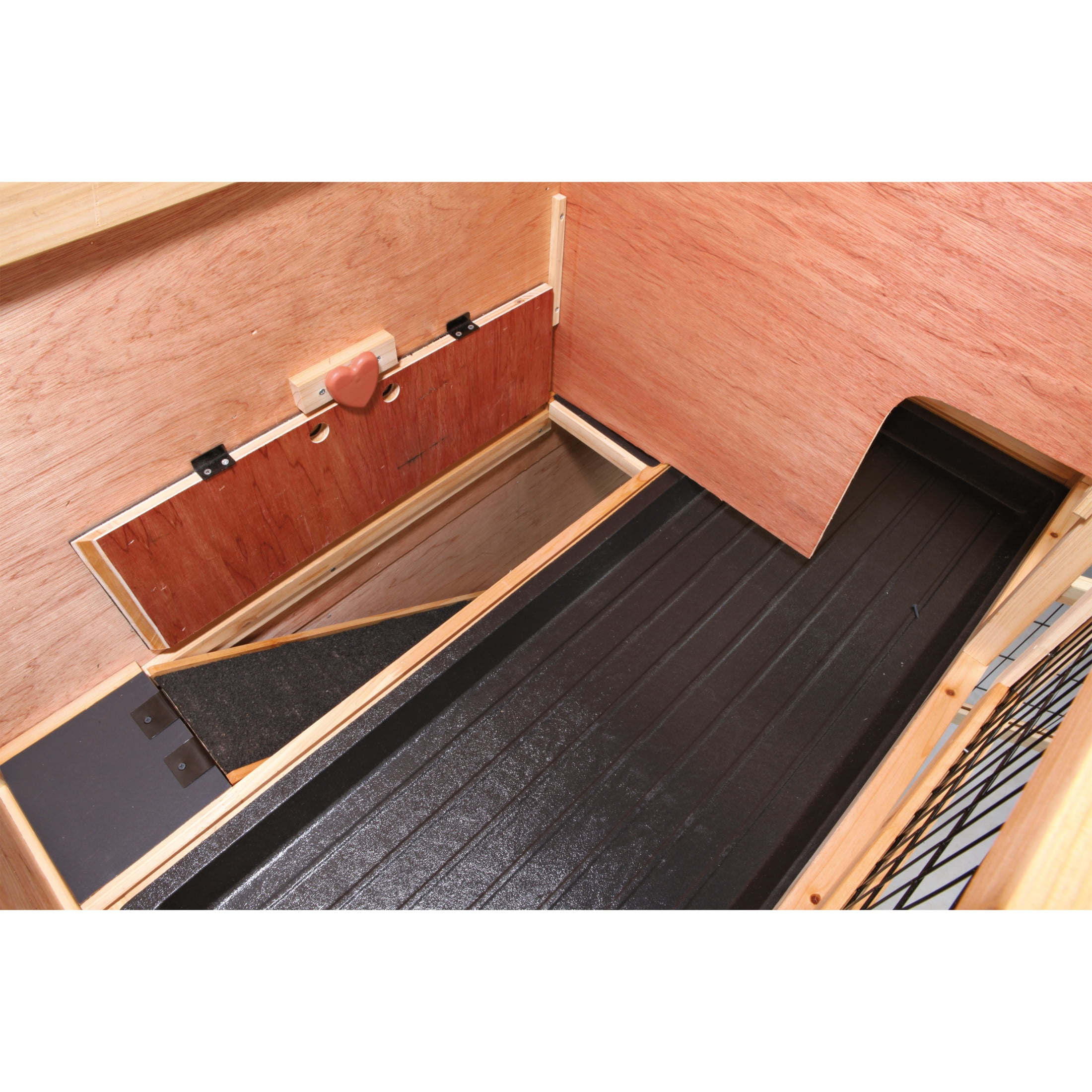 TRIXIE natura Double Weatherproof Outdoor 2-Story Wooden Small Animal Hutch with & Pull-Out Trays & Ramp, Brown