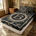 thumbnail image 2 of Erosebridal Camo B Letter Zipper Queen Comforter Set with Fitted Sheet and 2 Pillowcases for Boys Men, Camouflage Monogram Zipper Bedding Set, Green Khaki, Black Reversible, 4 Pieces, 2 of 7