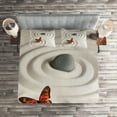 thumbnail image 2 of Ambesonne Butterfly Quilted Coverlet 3 Pcs, Rocks Serenity, Queen Size, Beige Orange, 2 of 2