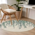 thumbnail image 4 of Round Area Rugs Collection 3 Ft, Teal Green Eucalyptus Leaves Non-Slip Residential Carpet, Spring Plants Country Beige Indoor Crawling Mats Doormat Runner Rugs Play Mat for Bedroom, 4 of 8
