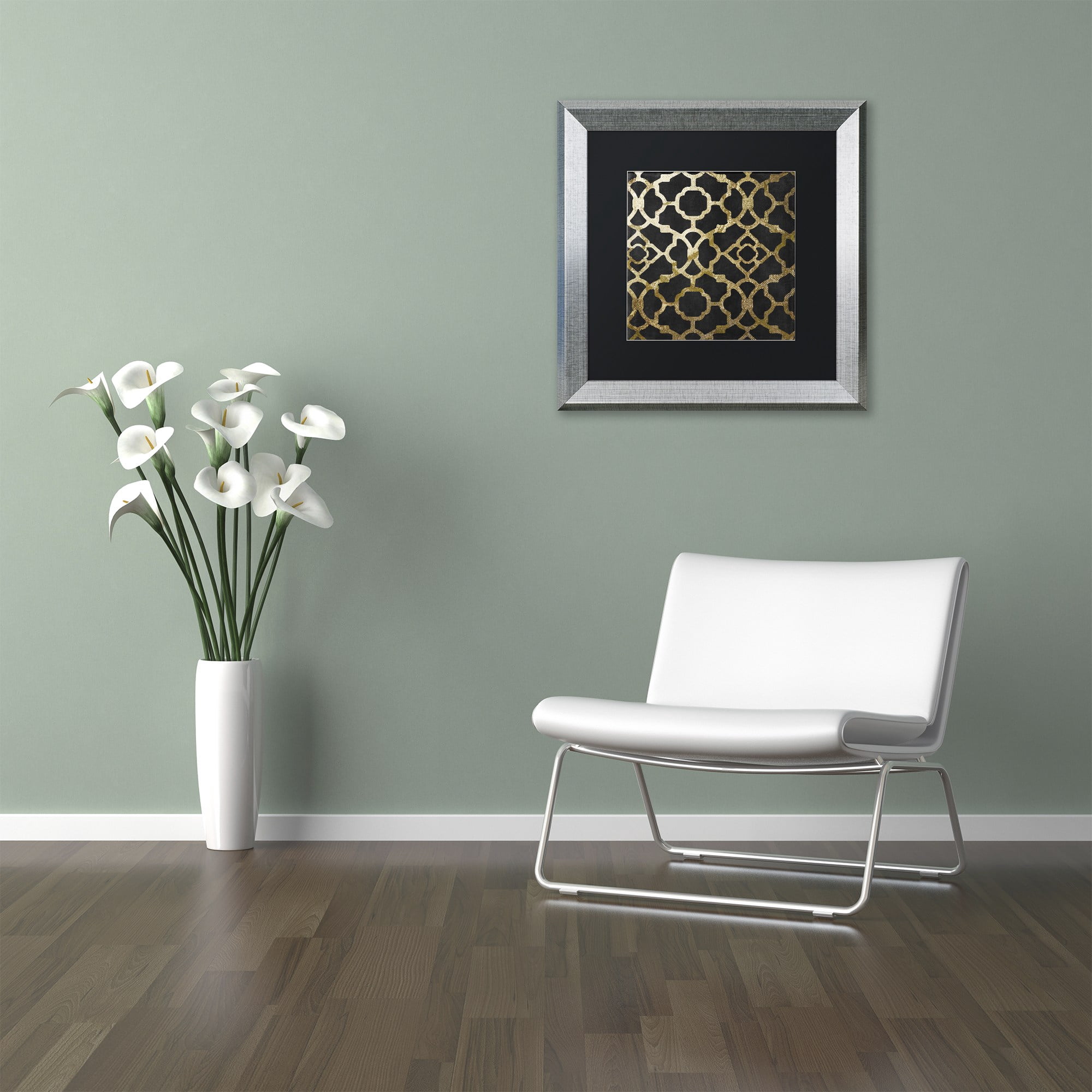 Trademark Fine Art "Moroccan Gold IV" Canvas Art by Color Bakery, Black Matte, Silver Frame