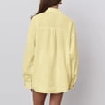 thumbnail image 7 of 2 Piece Linen Outfits for Women Fall Spring Long Sleeve Button Up Shirt and Elastic Waist Shorts Set Travel Clothes (XL, Yellow), 7 of 7