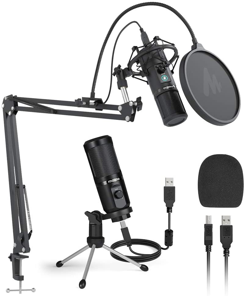 USB Microphone with Mic Gain Wgthhk Professional Cardioid Condenser