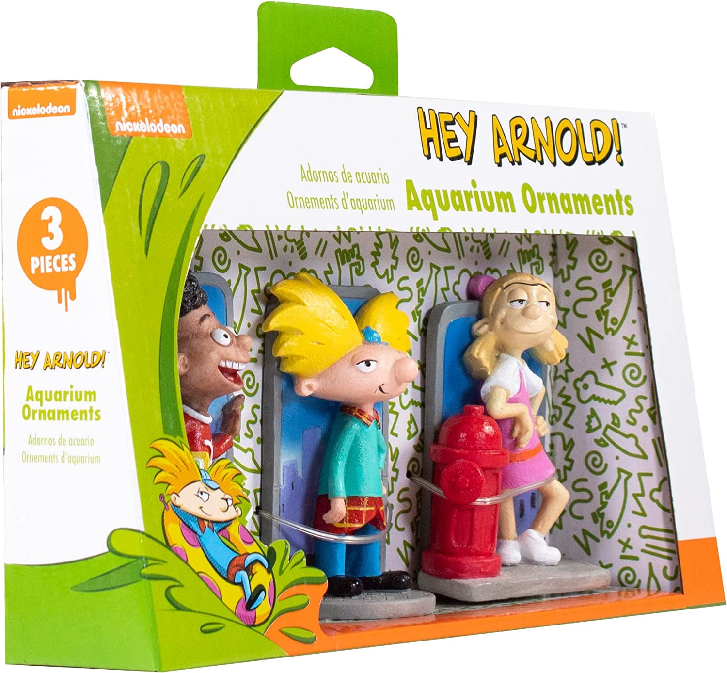 Penn-Plax Hey Arnold 3-Piece Aquarium Decoration Bundle – Includes Arnold, Gerald, and Helga – Small