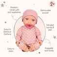 thumbnail image 3 of LullaBaby – Muñeca bebé realista de 14 pulgadas – Tono de piel claro y ojos grises – Cuerpo suave y conjunto extraíble – Gorro rosa y accesorio para chupete – Juguetes para niños de 2 años en adelante, 3 of 5