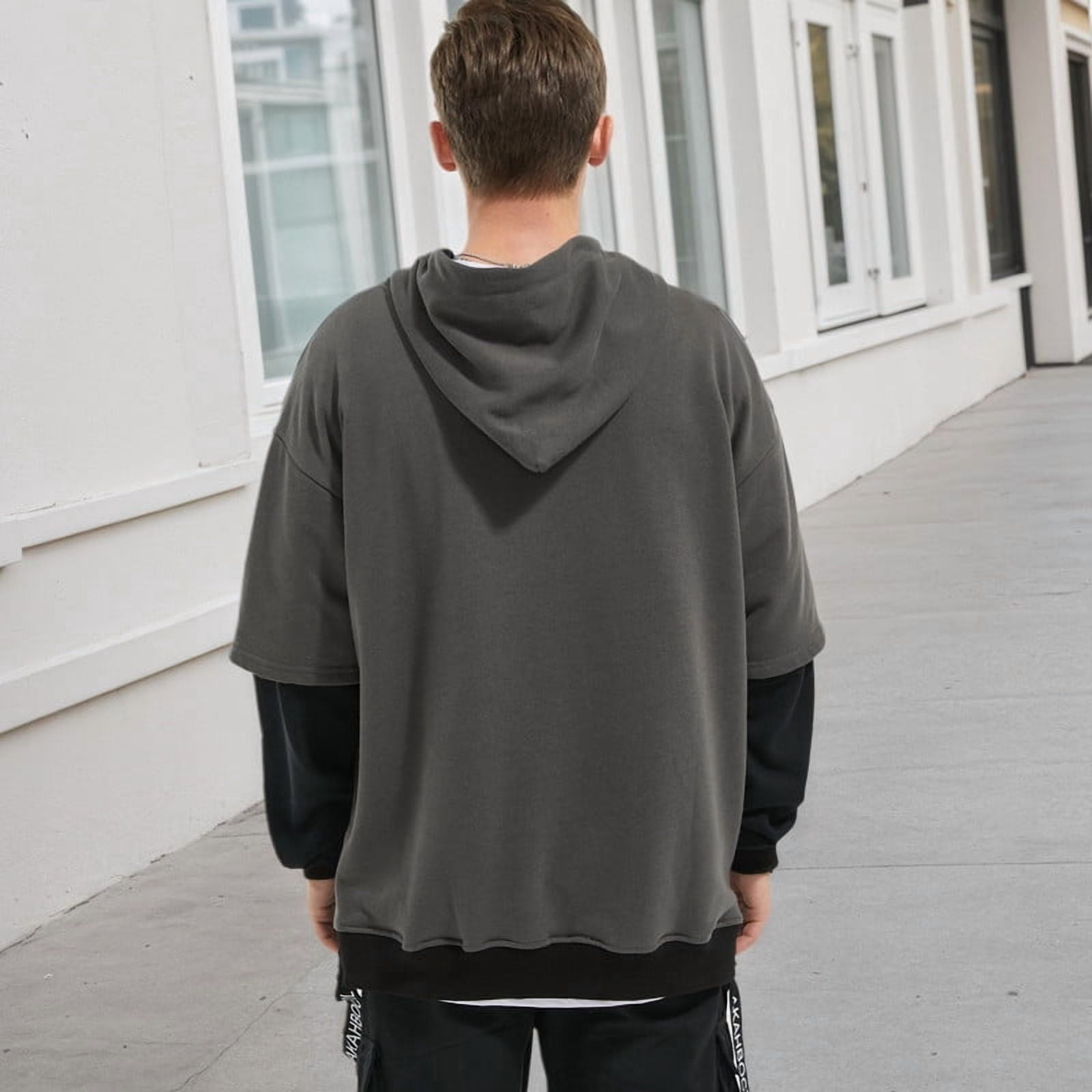 HISITOSA Mens Colorblock Hoodie Casual Patchwork Soft Cotton Pullover Tops Unisex japanese Hooded Sweatshirt with Design