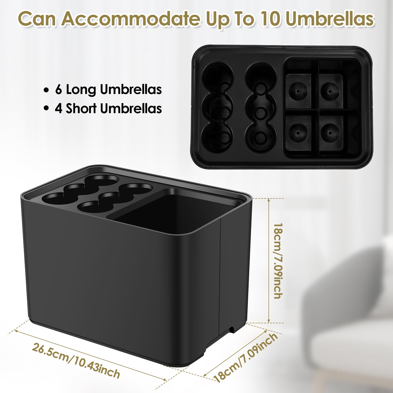 Lzvxtym Umbrella Rack Umbrella Stand with Removable Drip Tray Anti-Slip Base Umbrella Holder Store 10 Umbrella for Home Office Indoor
