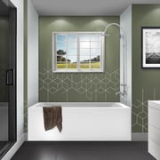 Fine Fixtures Acrylic-Fiberglass Soaking Bathtub, White. Alcove| Apron Front Right Hand 60x32