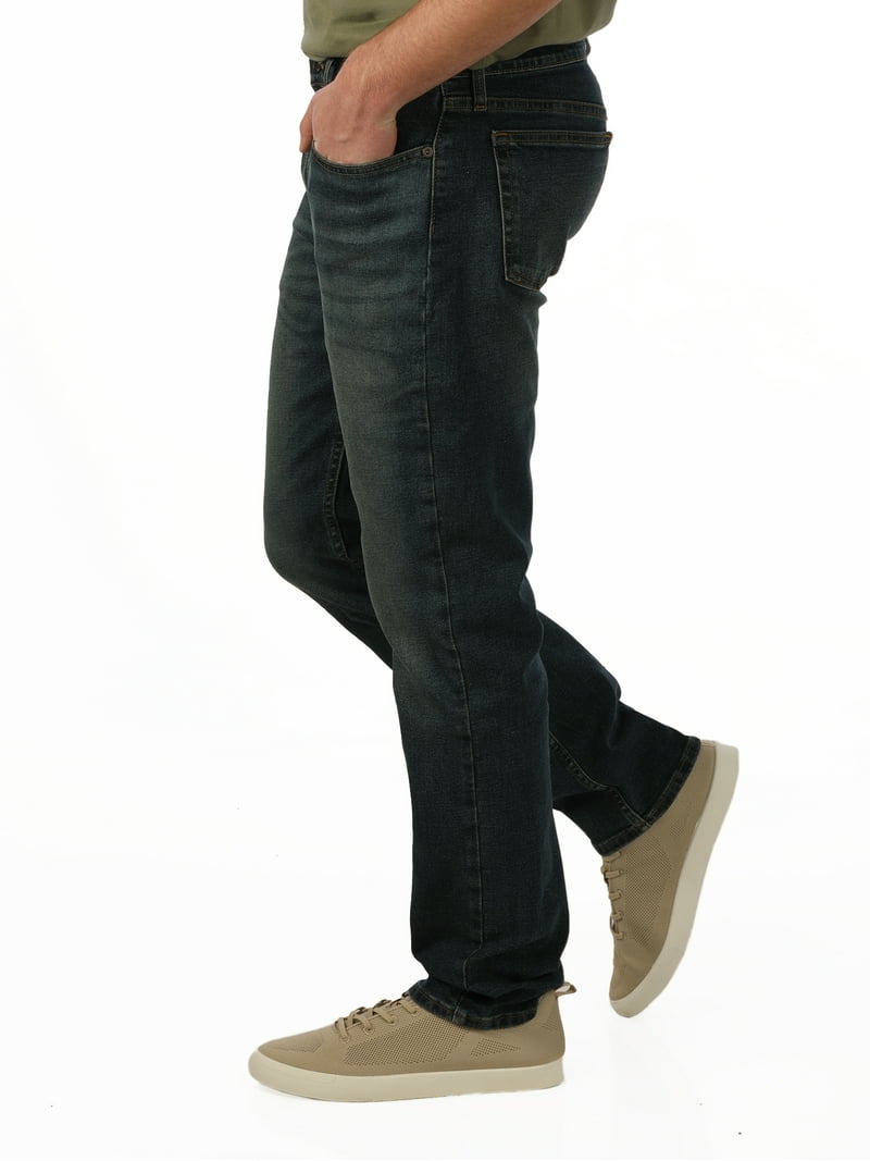 George Men's Athletic Fit Jeans with Tapered Leg, Mid-Rise, Cotton