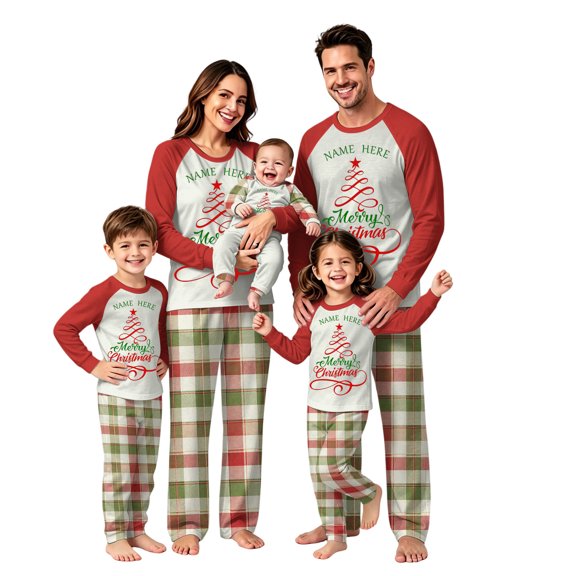 Lvotionpl 2026 Match Family Christmas Pjs, Matching Christmas Pajamas Long Sleeve Top & Pants Set Matching Holiday Family Pajama Xmas Sets