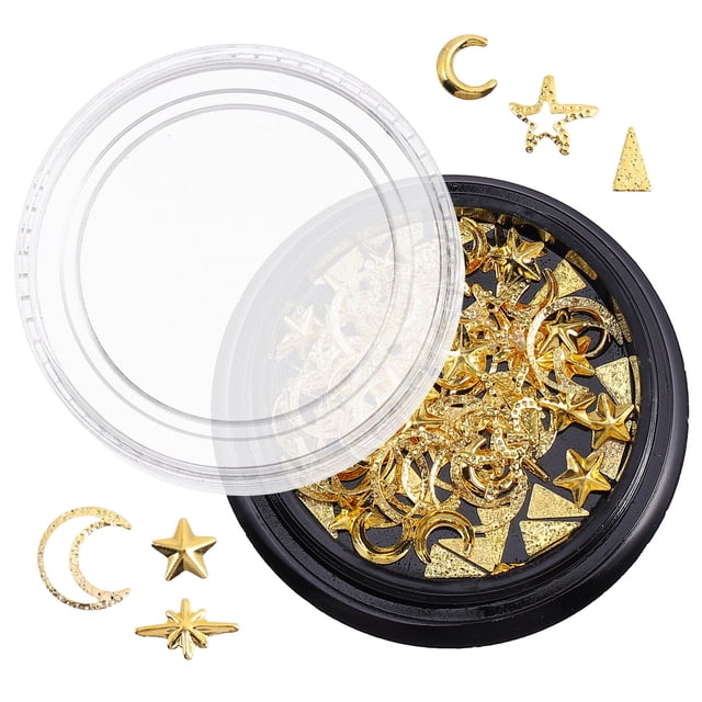 1 caja DIY Oro Moon Star Charms de uñas Manicure Glitter Aleación Nail Art Decoration