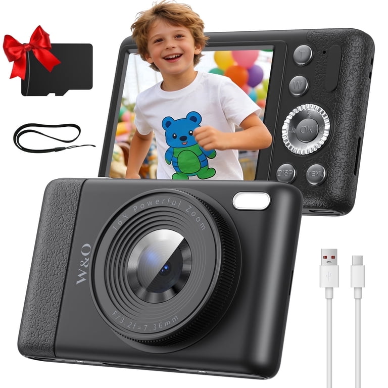 W & O, Kids Digital Camera, 64MP with 16X Zoom, 2.8