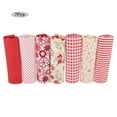 thumbnail image 2 of 7Pcs Red Flower Cotton Precut Quilting Fabric Squares Sheets for DIY Patchwork Sewing Quilting Crafting, 2 of 8