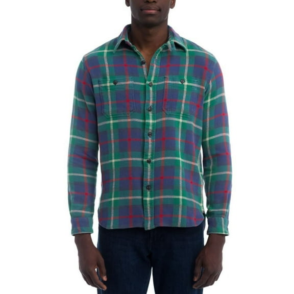 Ralph Lauren Men's Green Plaid Flannel Shirt, XL