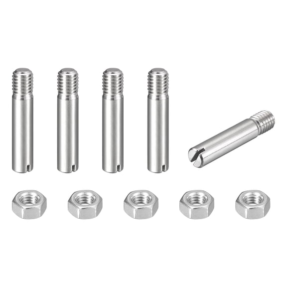 5Pack Slotted Cylindrical Pin, M8 x 40mm 304 Stainless Steel Dowel with Nut