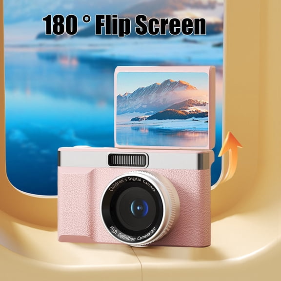 Oefntac Digital Camera Swivel Screen Campus Digital Camera,CCD HD 96MP,Autofocus 8X Zoom,2.4 in IPS Display,Timed Selfie,Continuous Shoot,180 Degree Flip,Student Gift