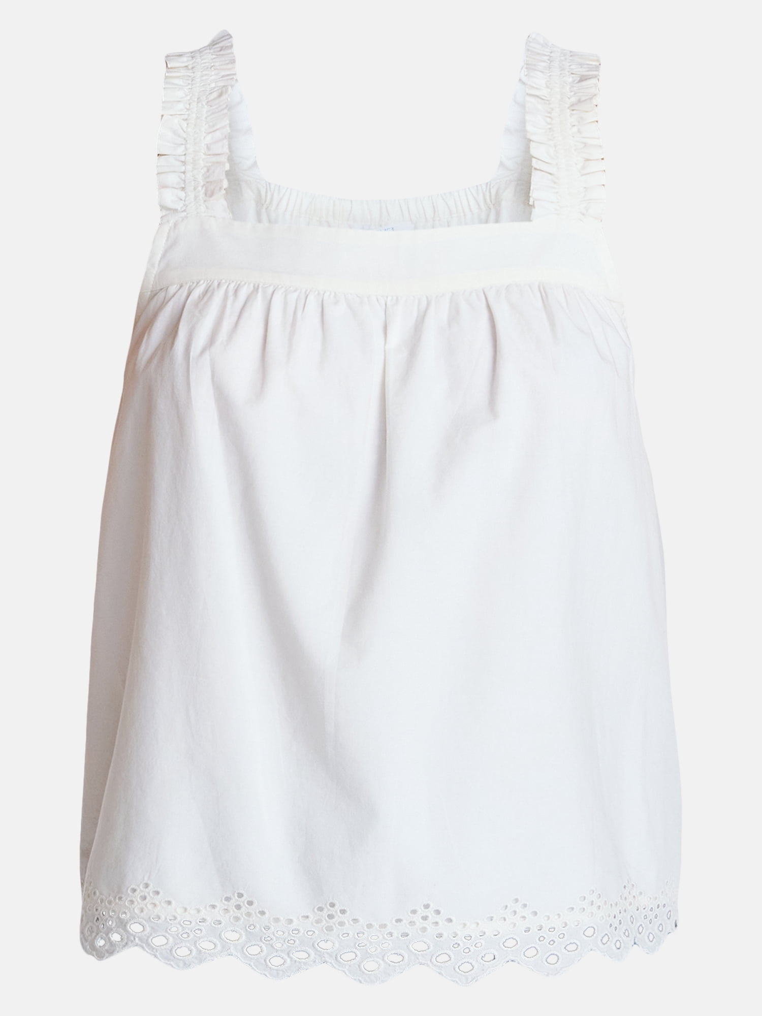 Time and Tru Women’s Eyelet Trim Cotton Tank Top, Sizes XS-XXXL