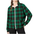 thumbnail image 6 of Lenpel Children's Zip up Sweatshirts Boys Girls Long Sleeve Collared Plaid Fleece Jackets Casual Outwear Coats with Pockets(Green,9-10 Years), 6 of 6