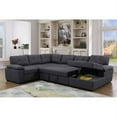 thumbnail image 5 of Alexent L-Shaped Sleeper Sectional Sofa with Storage Chaise, High-Density Foam Upholstered Convertible Pull-Out Bed, Tufted Linen Fabric Couch for Living Room, Apartment, Dark Gray, 5 of 8