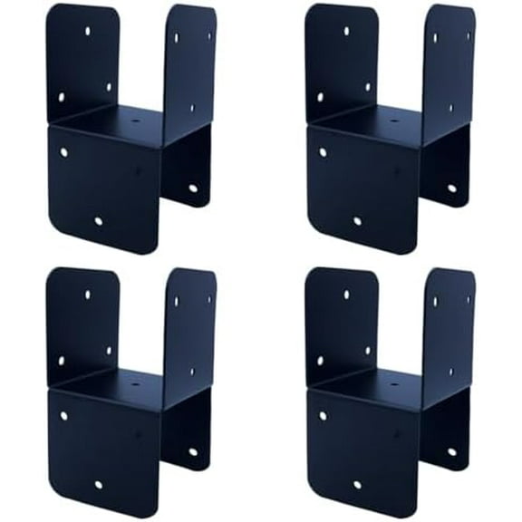 4 Pcs Black 4x4 Deck Post Caps & Tie Brackets, 14 Gauge Steel Post Anchor Connectors for Metal to Wood Posts$$Tools & Hardware Other