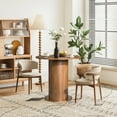thumbnail image 5 of 31.5 Inch Round Dining Table Wood for 2, Modern Farmhouse Kitchen Table with Wood Strip Base for Kitchen Living Room, Walnut, 5 of 7