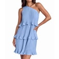 thumbnail image 2 of Women'S Summer Sleeveless Mini Dress Boho One Shoulder Ruffle Tiered Layered Flowy A Line Dresses XL, 2 of 9