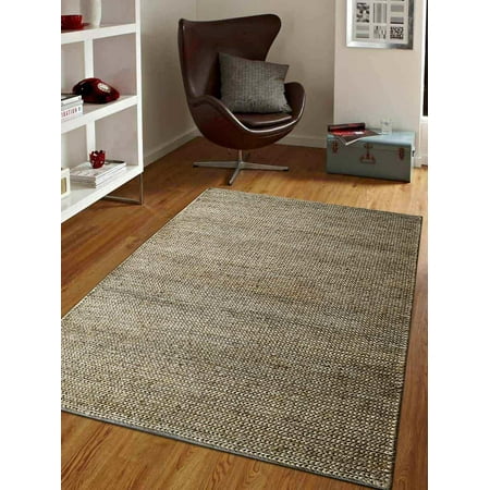 Hand Knotted Natural Rugsotic Carpets Hand Knotted Sumak Jute 5'x8' Eco-friendly Area Rug Solid Natural J00013 ()