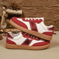 thumbnail image 5 of Womens Fashion Sneakers Classic Retro Skate Shoes Nonslip Sole Trainers Walking Shoes Lace up Color Block Tennis Shoes Red Size 9.5, 5 of 7