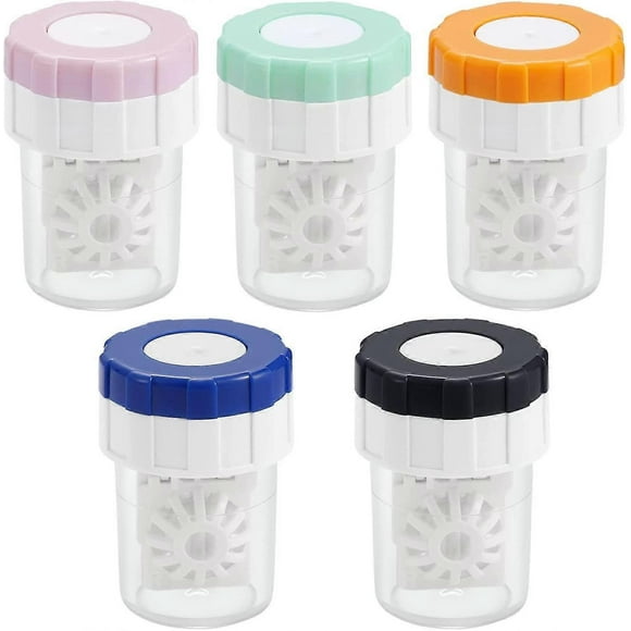Contact Lens Barrel Cases, Contact Lens Cleaner Contact Washer Manual Rotation Contact Lens Cleaning Container For Eyes Careblack, Blue, Pink, Orange